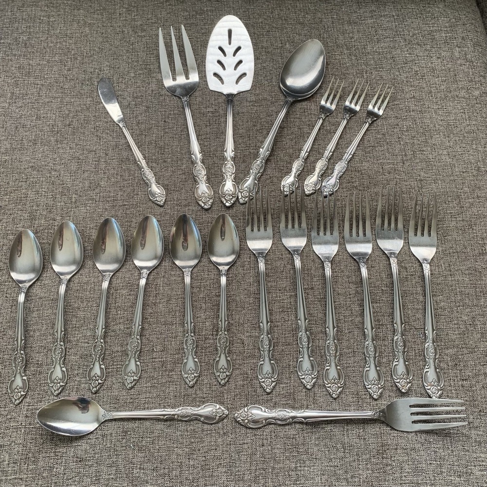 Imperial Stainless IMI4  Flatware  Japan Roses ~ Lot of 21 Pieces